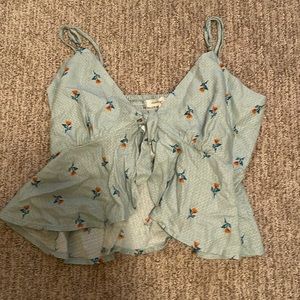Luca and Grae Tie Front Ruffle Top